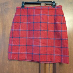 J. Crew Vibrant Red and Blue Checkered Mini Skirt